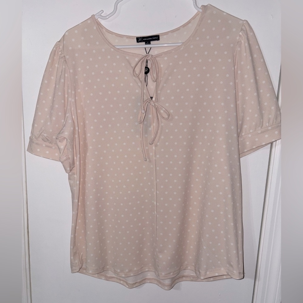 Adrianna Papell Pink Crew Neck knit top large NWT